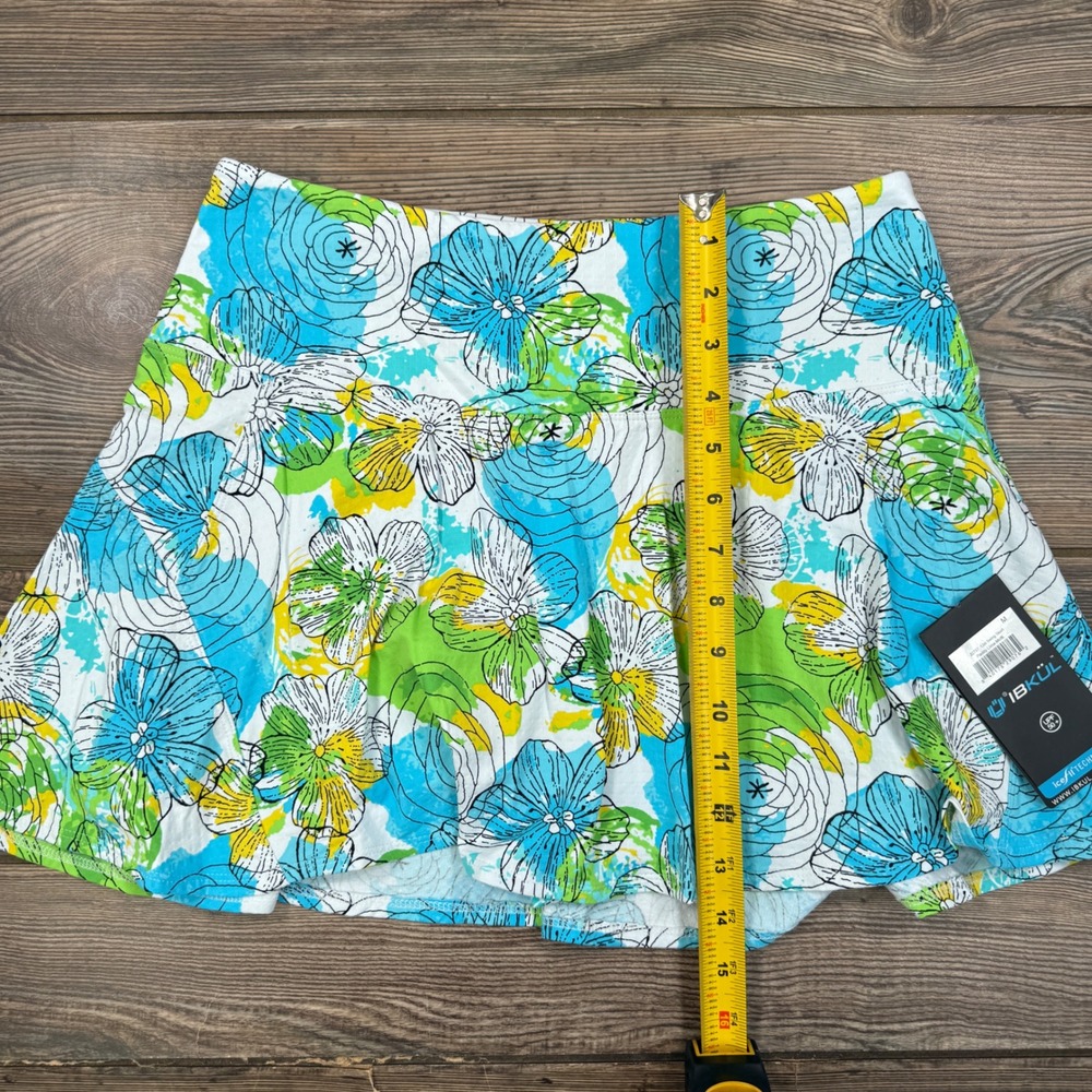 IBKUL Women Size Medium 13in Swing Skort Paddy Lime Multi Floral Activewear NWT - Picture 4 of 11
